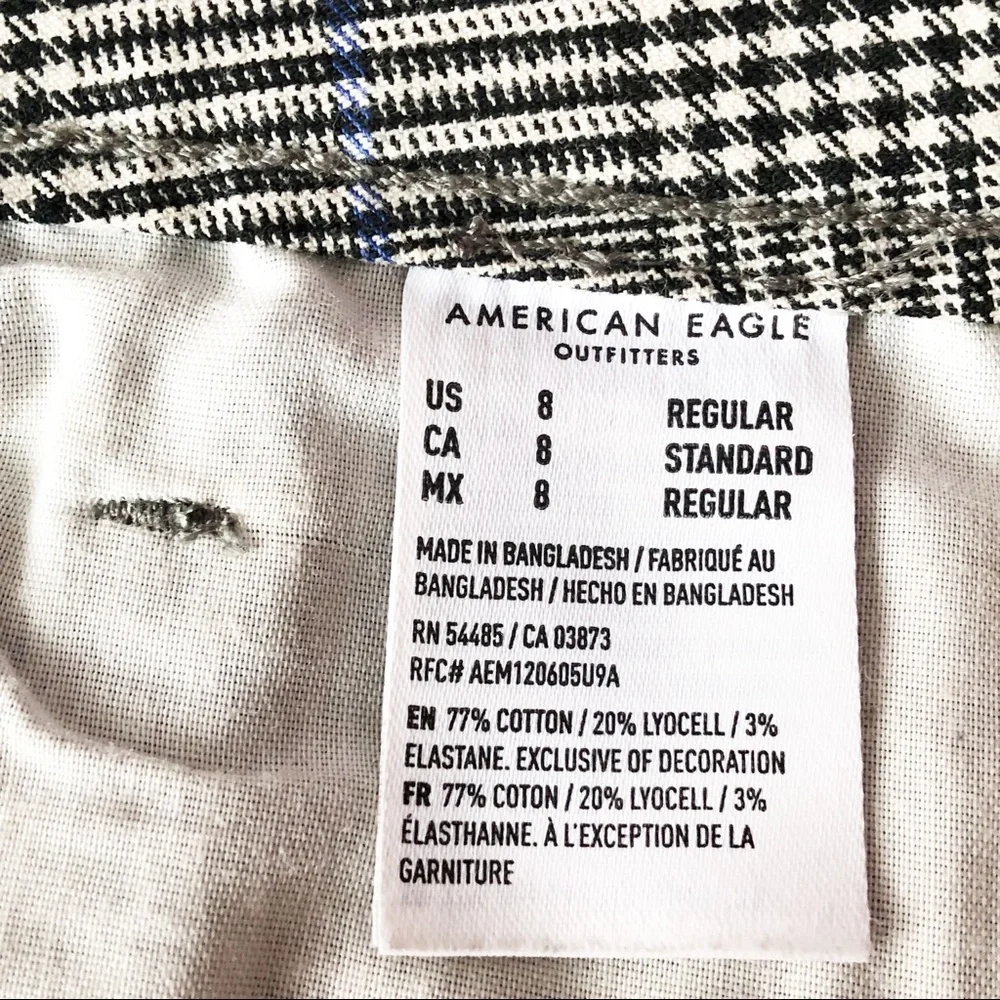 American Eagle Preppy Gray Plaid Super Stretch Hi-Rise Mini Skirt 8